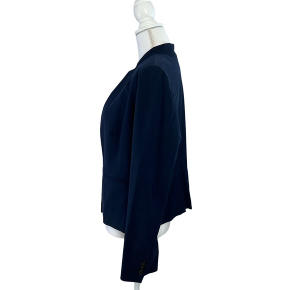 Womens Ann Taylor Collarless Navy Blazer Size 14 - Picture 4 of 9